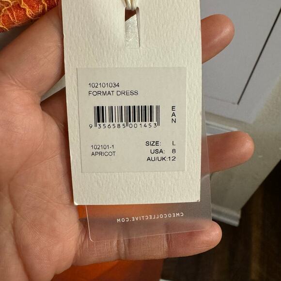 NWT C/MEO COLLECTIVE 'FORMAT' SQUARE NECK CUT OUT MIDI DRESS ORANGE Size 8 - Picture 8 of 9